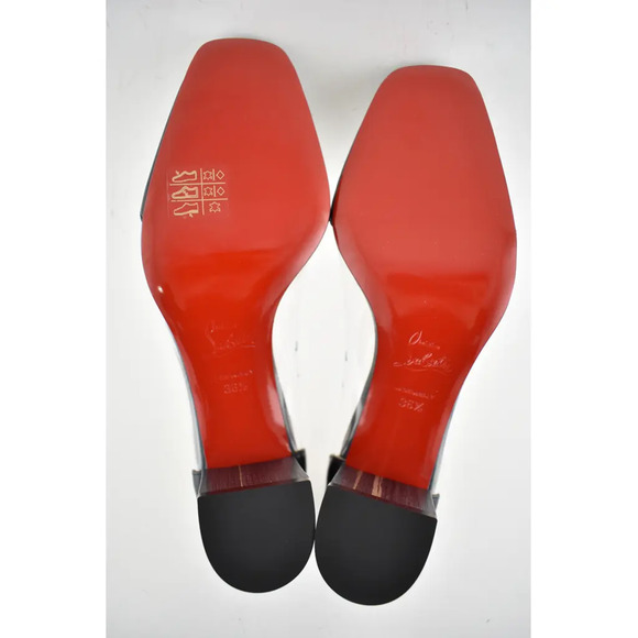 Christian Louboutin Grandola 55 Black Leather PVC Block Heel Sandal Pump 36.5 - Picture 12 of 12